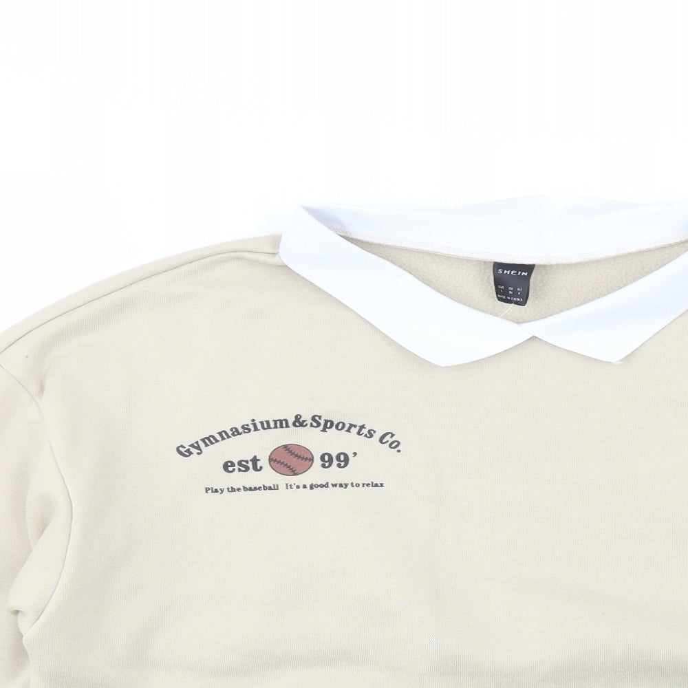 SheIn Womens Beige  Polyester Pullover Sweatshirt Size S  Pullover - Gymnasium