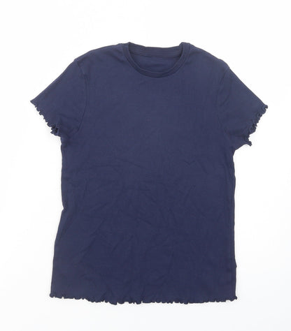 George Girls Blue  Cotton Basic T-Shirt Size 12-13 Years Crew Neck Pullover