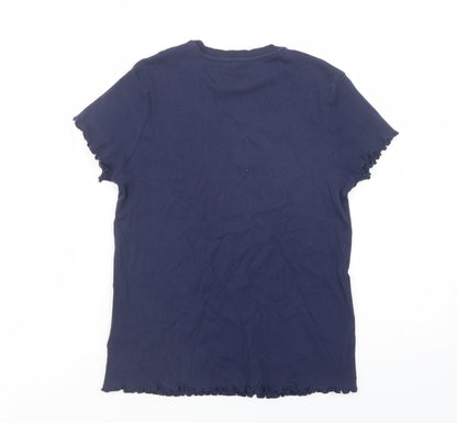 George Girls Blue  Cotton Basic T-Shirt Size 12-13 Years Crew Neck Pullover
