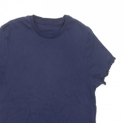 George Girls Blue  Cotton Basic T-Shirt Size 12-13 Years Crew Neck Pullover
