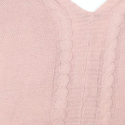 SheIn Womens Pink V-Neck  Polyester Cardigan Jumper Size S