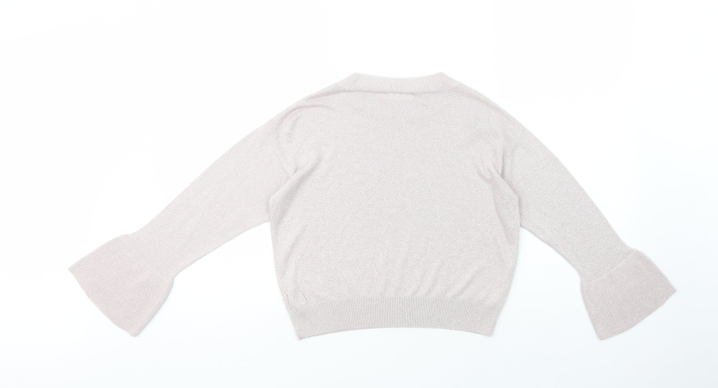 River Island Girls Pink Crew Neck  Viscose Pullover Jumper Size 9-10 Years  Pullover