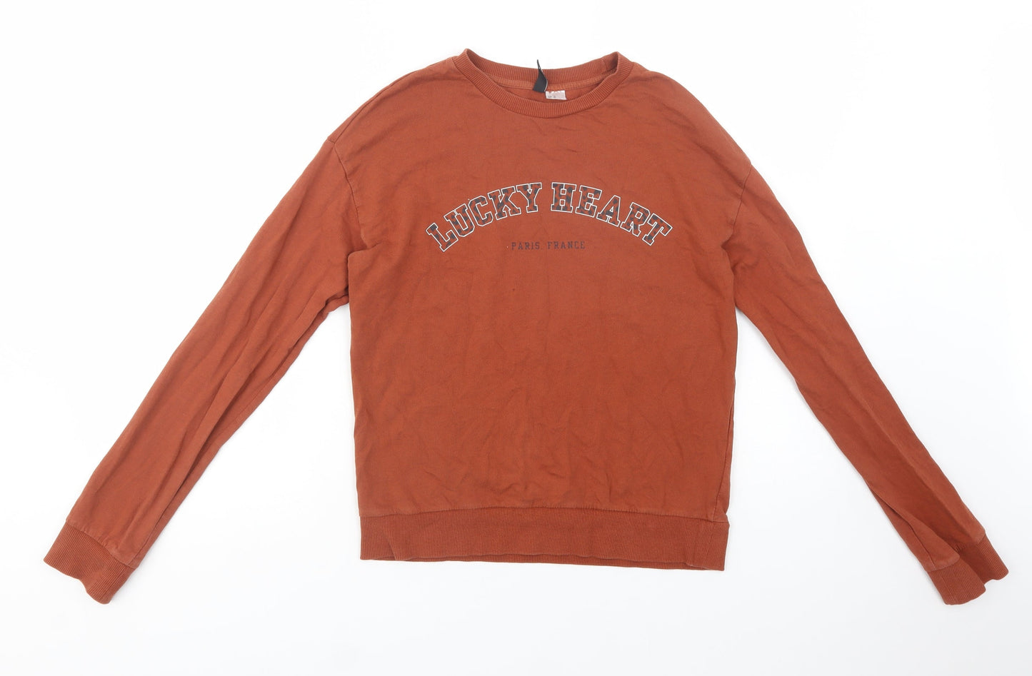 H&M Womens Brown  Cotton Pullover Sweatshirt Size XS  Pullover - Lucky Heart