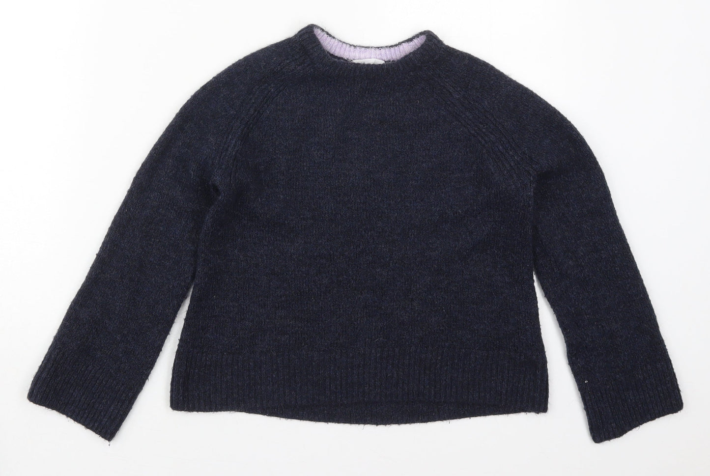H&M Girls Blue Crew Neck  Acrylic Pullover Jumper Size 9-10 Years  Pullover