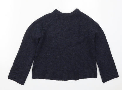 H&M Girls Blue Crew Neck  Acrylic Pullover Jumper Size 9-10 Years  Pullover