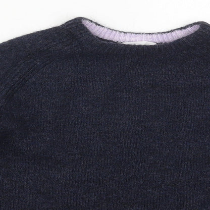 H&M Girls Blue Crew Neck  Acrylic Pullover Jumper Size 9-10 Years  Pullover