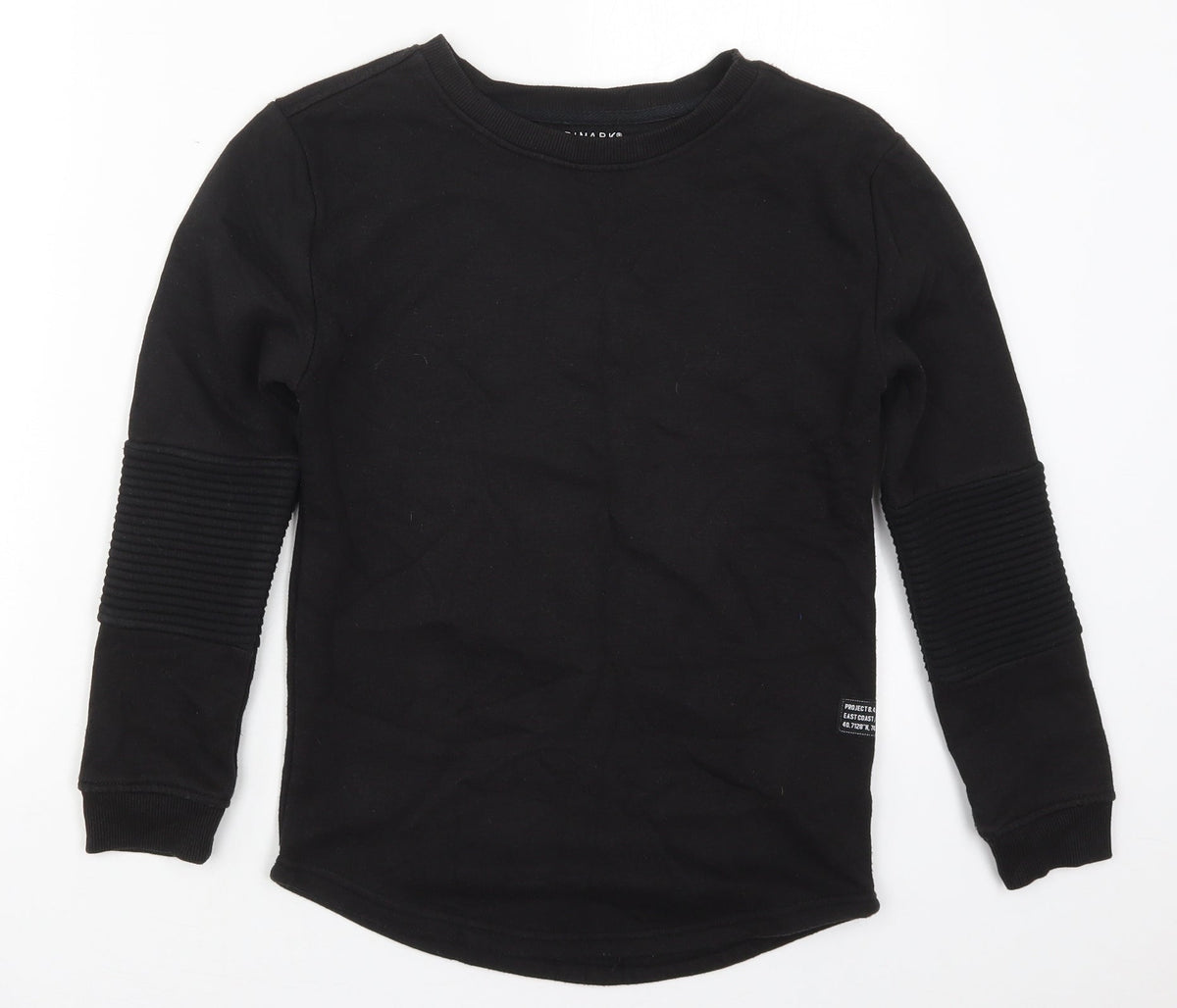 Additional front view of Primark boys’ black cotton pullover sweatshirt, size 10-11, years pullover