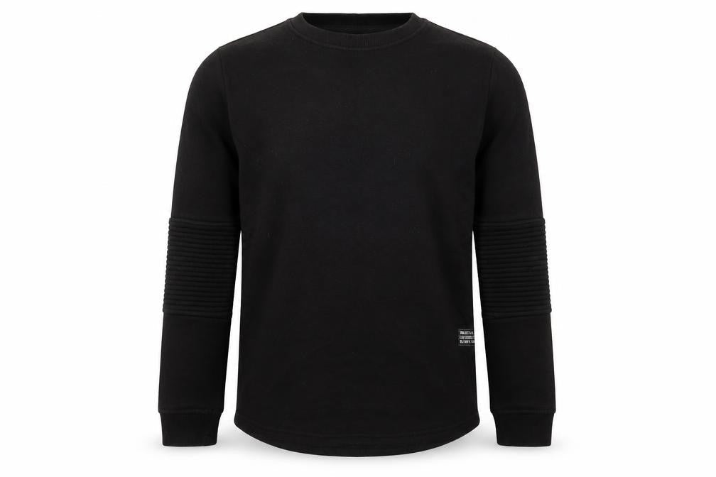 Front view of Primark boys’ black cotton pullover sweatshirt, size 10-11, years pullover