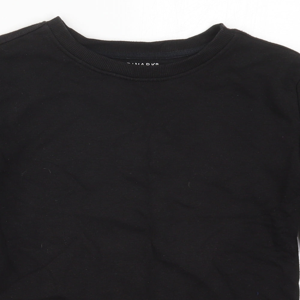Close-up detail of Primark boys’ black cotton pullover sweatshirt, size 10-11, years pullover