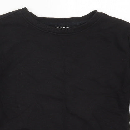 Close-up detail of Primark boys’ black cotton pullover sweatshirt, size 10-11, years pullover