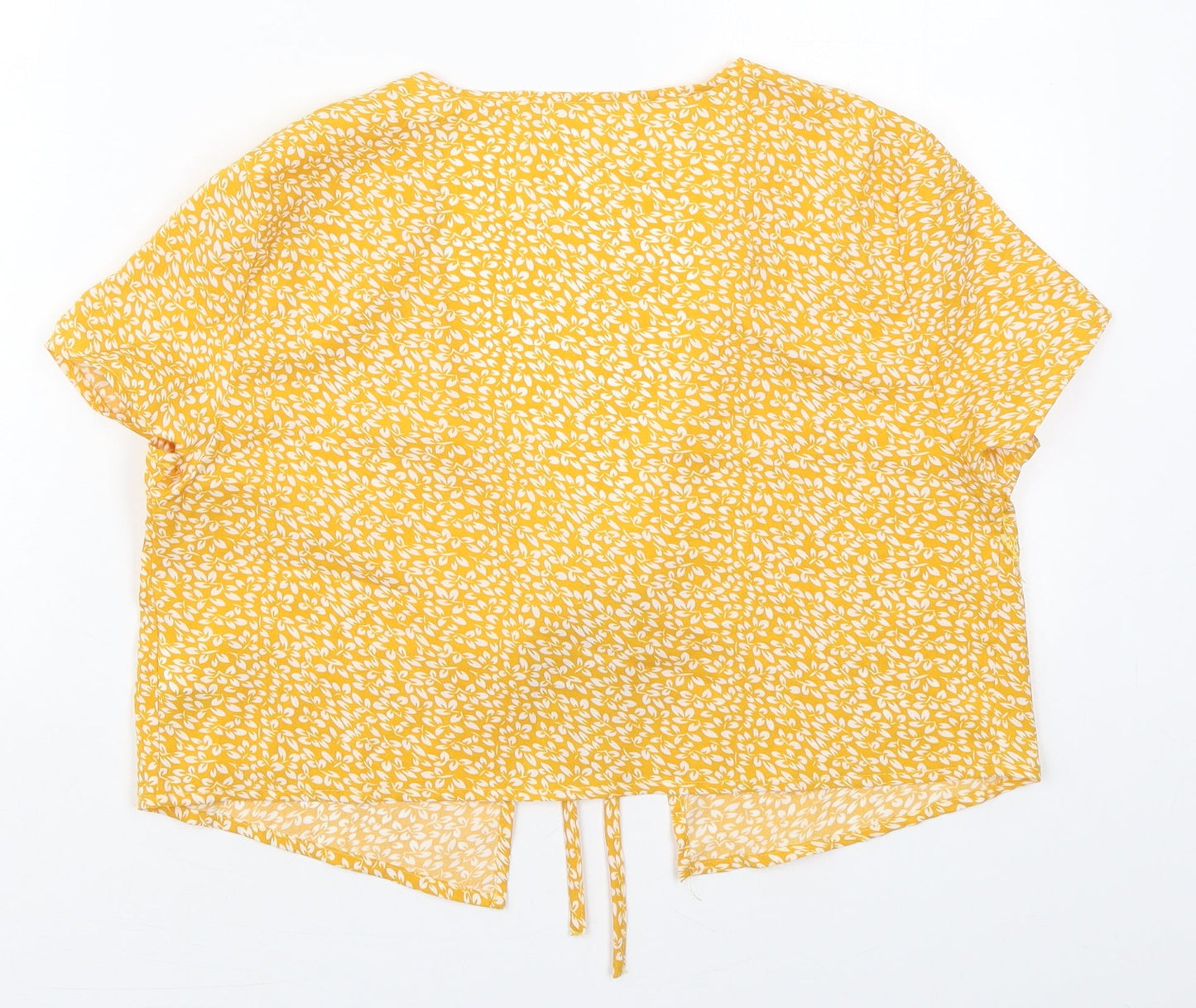 SheIn Womens Yellow Floral  Jacket  Size XS  Tie - Leaf Prints