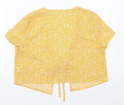 SheIn Womens Yellow Floral  Jacket  Size XS  Tie - Leaf Prints