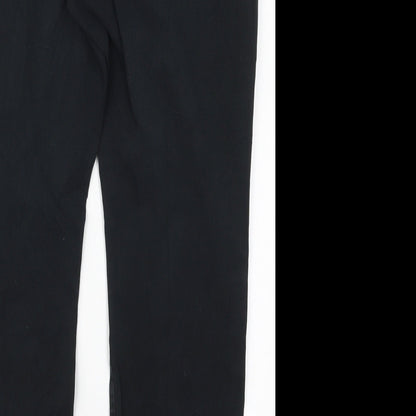 Marks and Spencer Womens Black  Cotton Trousers  Size 14 L27 in Regular Button