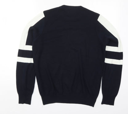 Topman Mens Blue Crew Neck Striped Acrylic Pullover Jumper Size S