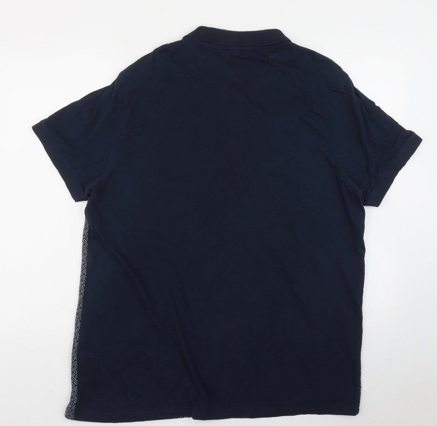 CEDAR Mens Blue Geometric Cotton  Polo Size 2XL Collared Button