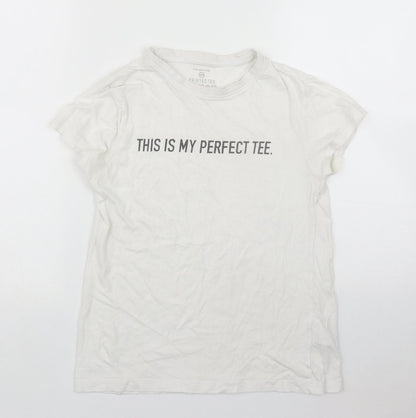 Primark Womens White  Cotton Basic T-Shirt Size 2XS Round Neck - 'This is my perfect Tee'