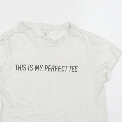 Primark Womens White  Cotton Basic T-Shirt Size 2XS Round Neck - 'This is my perfect Tee'