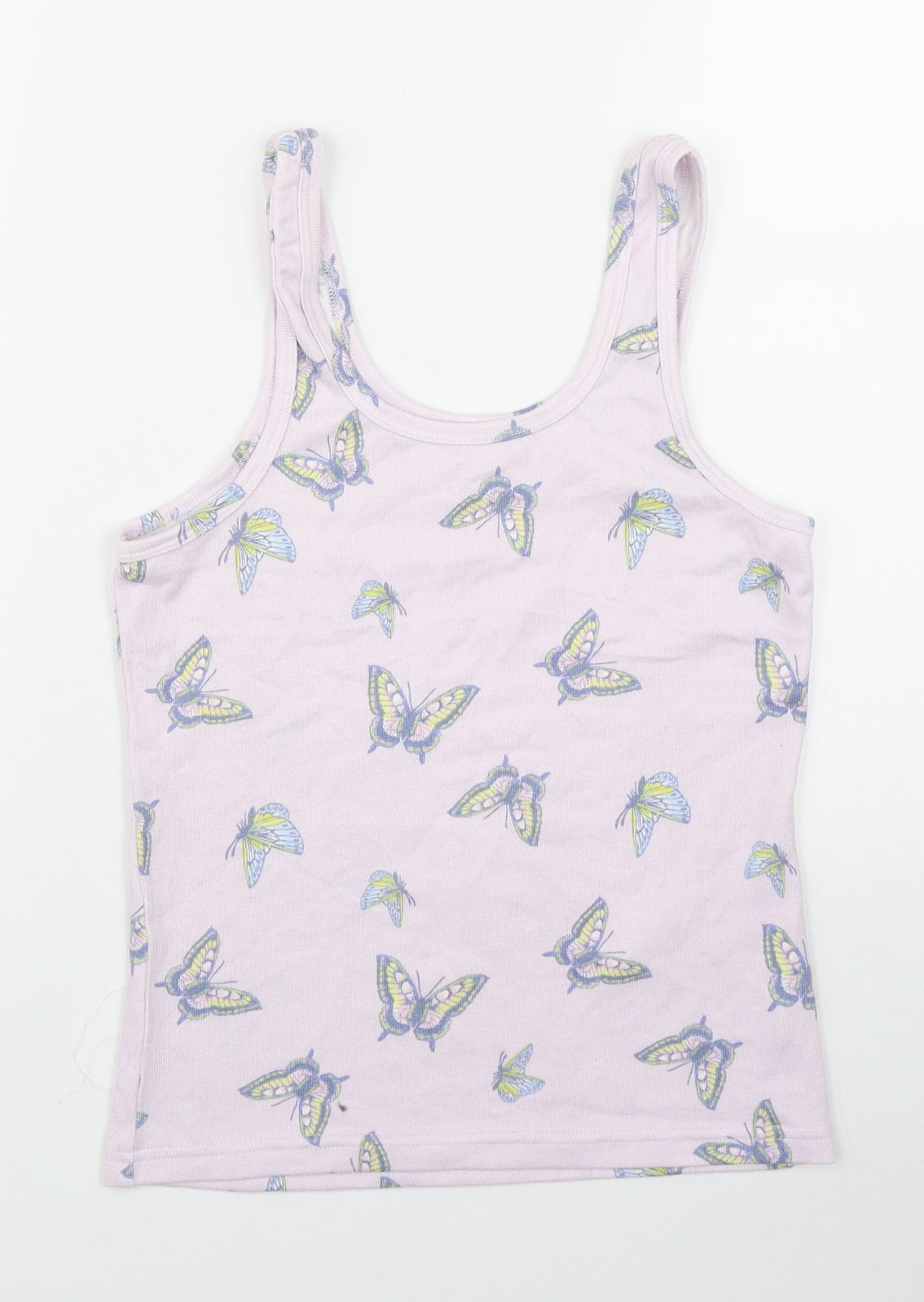 Primark Womens Purple Geometric Polyester Basic Tank Size 2XS Scoop Neck
