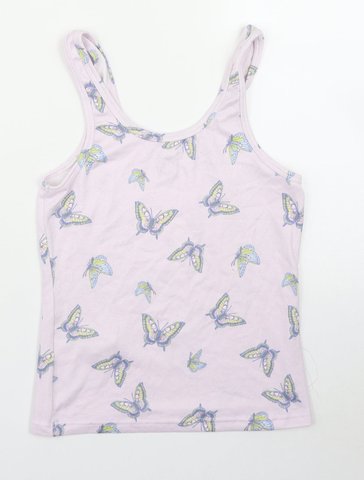 Primark Womens Purple Geometric Polyester Basic Tank Size 2XS Scoop Neck