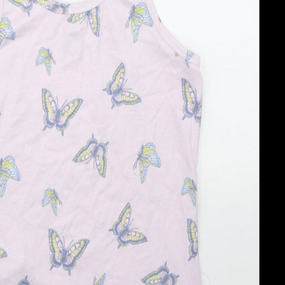 Primark Womens Purple Geometric Polyester Basic Tank Size 2XS Scoop Neck