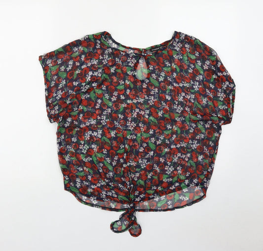 Primark Womens Multicoloured Geometric Polyester Basic Blouse Size 8 Round Neck