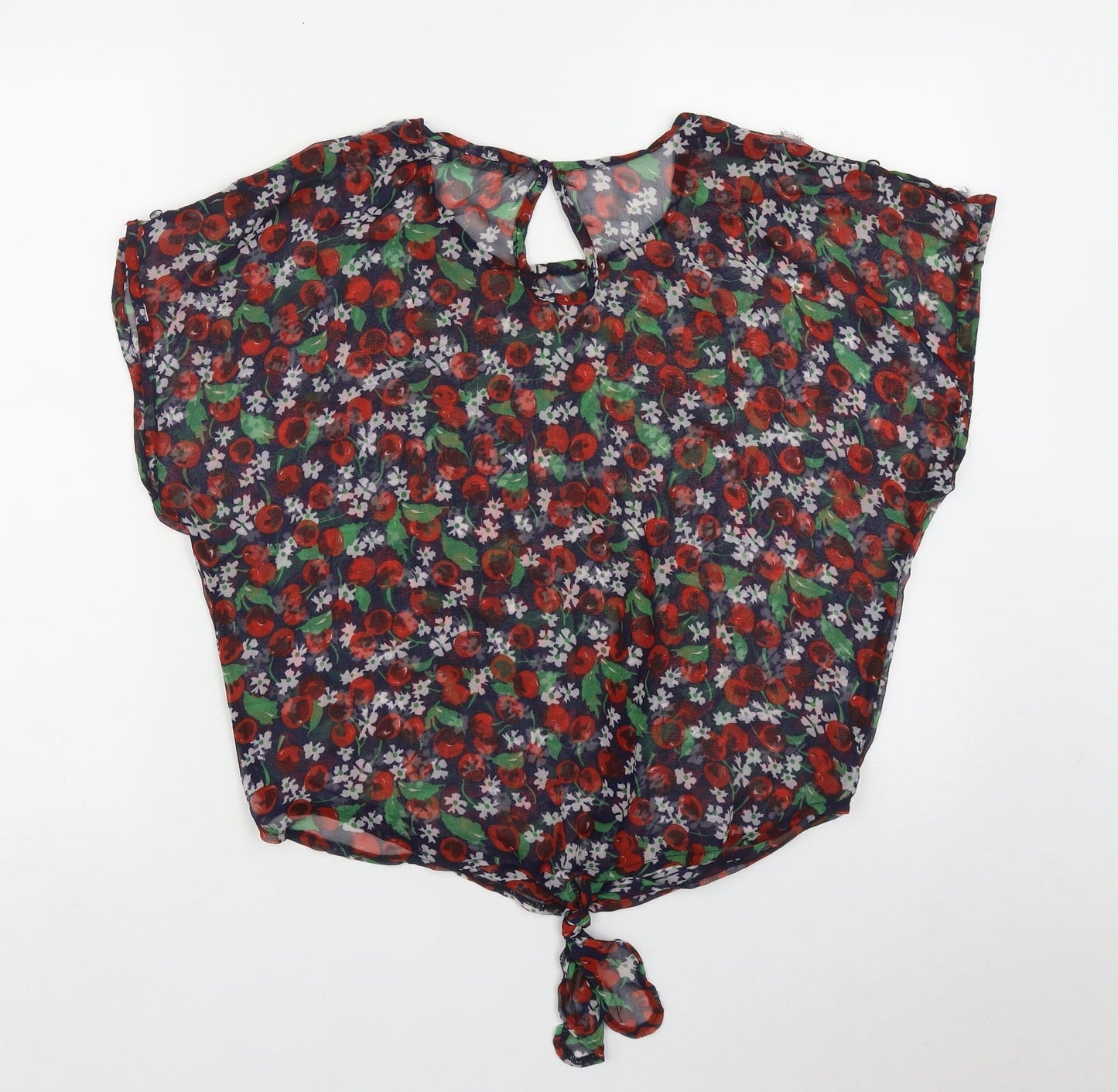 Primark Womens Multicoloured Geometric Polyester Basic Blouse Size 8 Round Neck