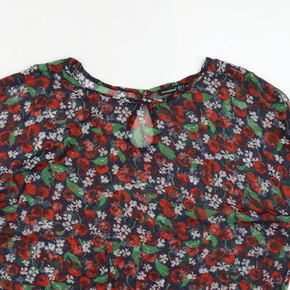 Primark Womens Multicoloured Geometric Polyester Basic Blouse Size 8 Round Neck