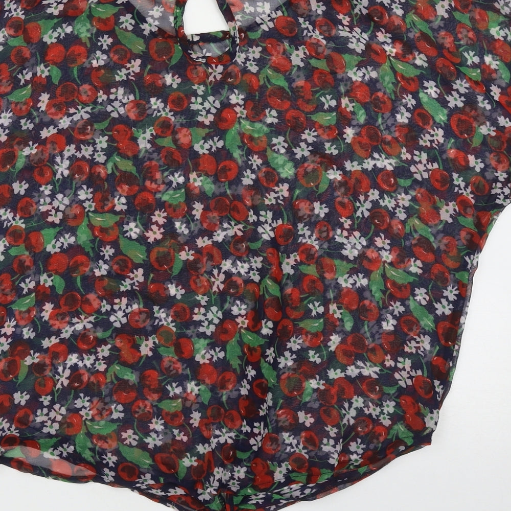 Primark Womens Multicoloured Geometric Polyester Basic Blouse Size 8 Round Neck