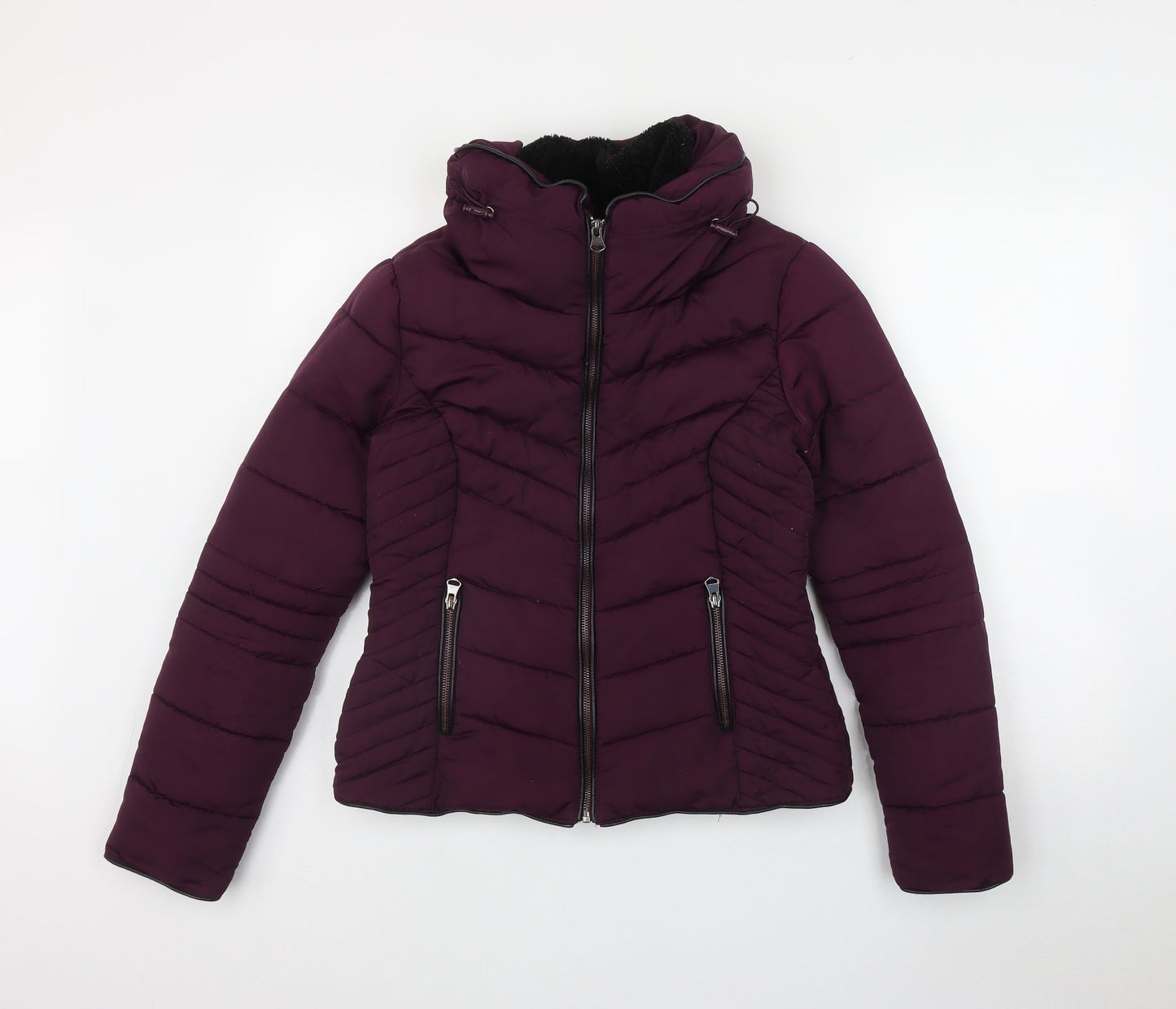 Primark Womens Purple   Puffer Jacket Coat Size 8  Zip