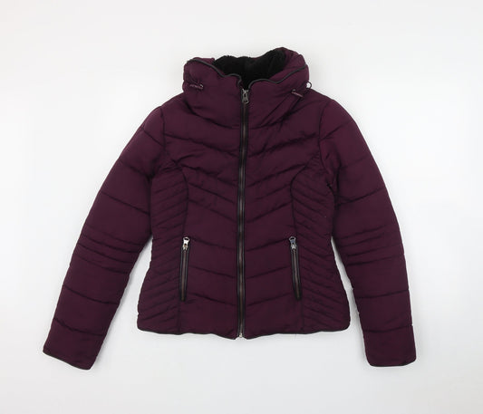 Primark Womens Purple   Puffer Jacket Coat Size 8  Zip