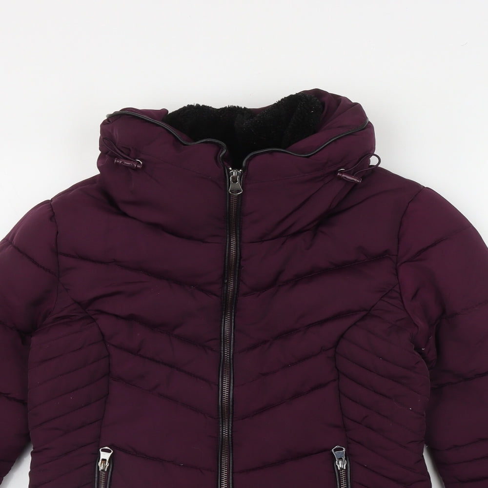 Primark Womens Purple   Puffer Jacket Coat Size 8  Zip