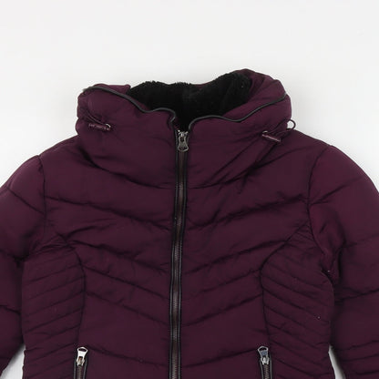 Primark Womens Purple   Puffer Jacket Coat Size 8  Zip
