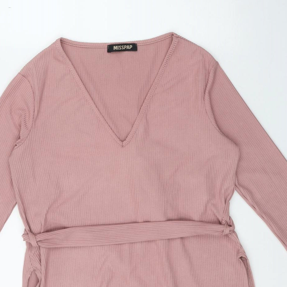 Womens UK Size 10 Misspap Pink Tunic T-Shirt