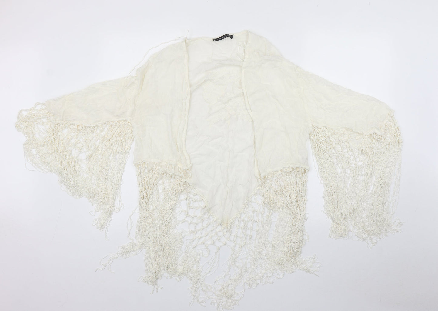 Primark Womens Ivory Round Neck  Viscose Cape Jumper Size S