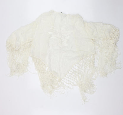 Primark Womens Ivory Round Neck  Viscose Cape Jumper Size S