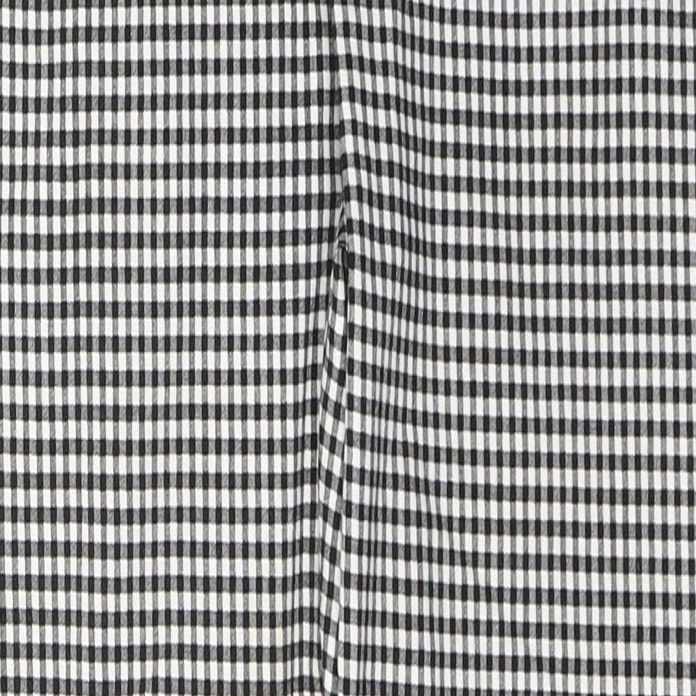 F&F Womens Black Check Viscose Trousers  Size 12 L27 in Regular Button