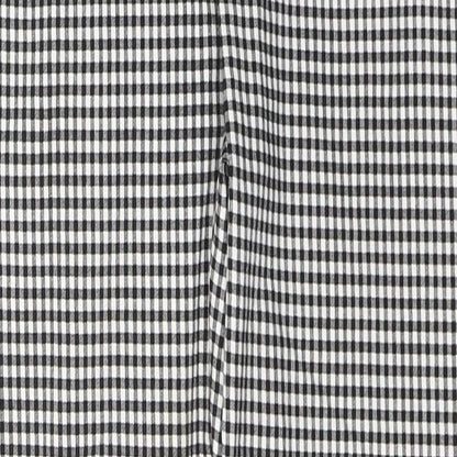 F&F Womens Black Check Viscose Trousers  Size 12 L27 in Regular Button