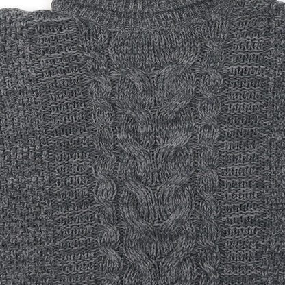 NEXT Girls Grey Roll Neck  Acrylic Cape Jumper Size 7-8 Years  Pullover