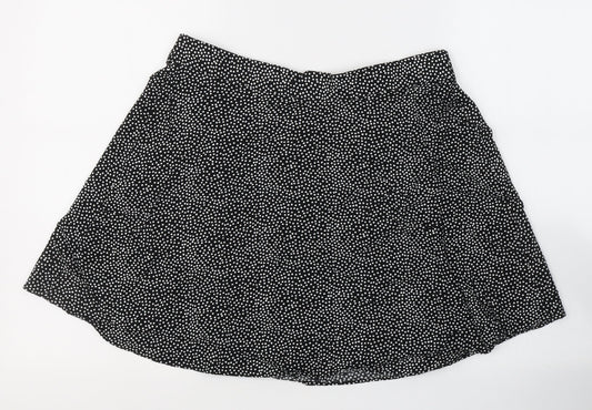 Papaya Womens Black Polka Dot Viscose Flare Skirt Size 12