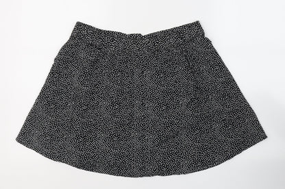Papaya Womens Black Polka Dot Viscose Flare Skirt Size 12