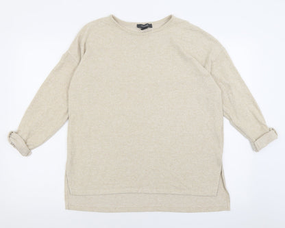 Primark Womens Beige Crew Neck  Polyester Pullover Jumper Size S