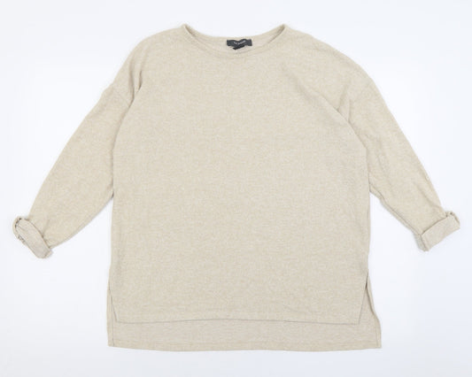 Primark Womens Beige Crew Neck  Polyester Pullover Jumper Size S