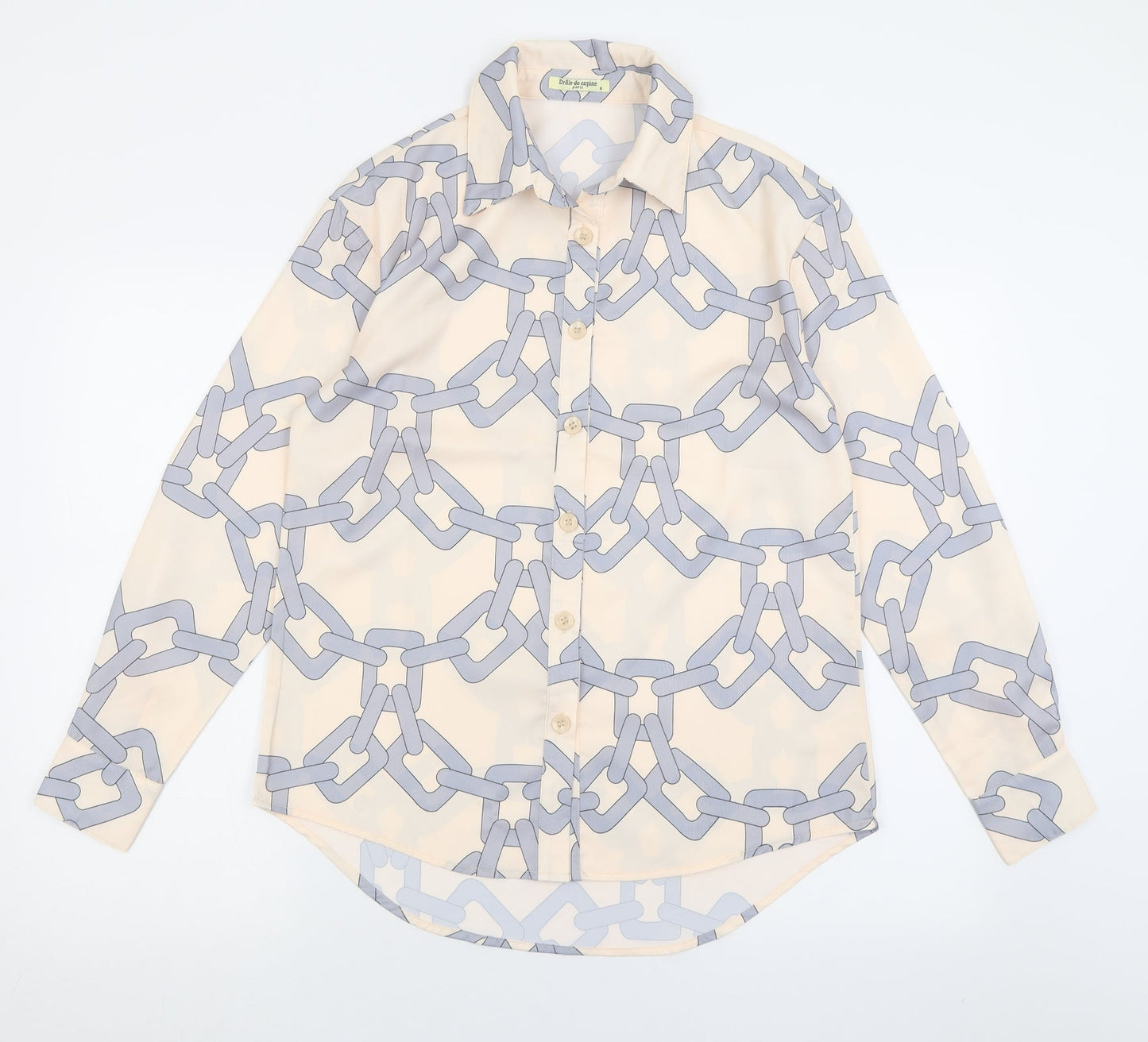 Womens UK Size S Drole de copine Beige Basic Button-Up
