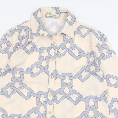 Womens UK Size S Drole de copine Beige Basic Button-Up