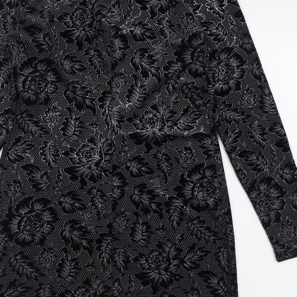 Oasis Womens Black Geometric Polyester A-Line  Size M  Halter Button