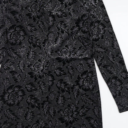 Oasis Womens Black Geometric Polyester A-Line  Size M  Halter Button