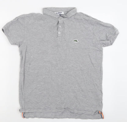 Le shark Mens Grey  Cotton  Polo Size S Collared Button