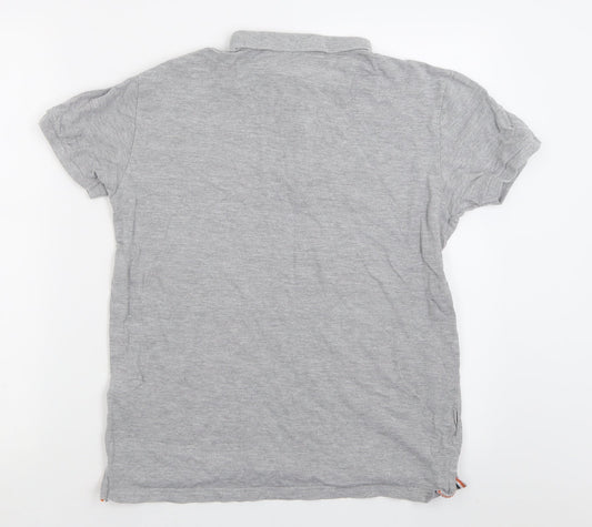 Le shark Mens Grey  Cotton  Polo Size S Collared Button