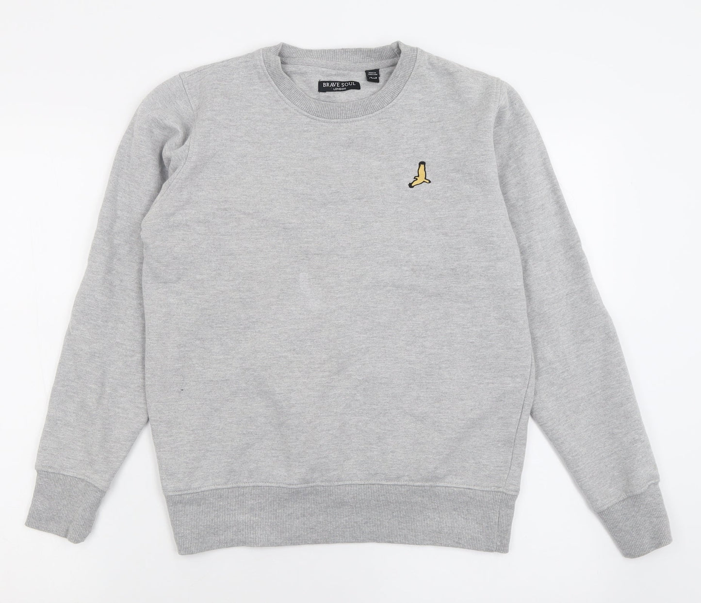 Mens UK Size S Brave Soul Grey Pullover Sweatshirt