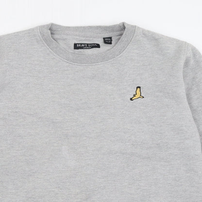Mens UK Size S Brave Soul Grey Pullover Sweatshirt